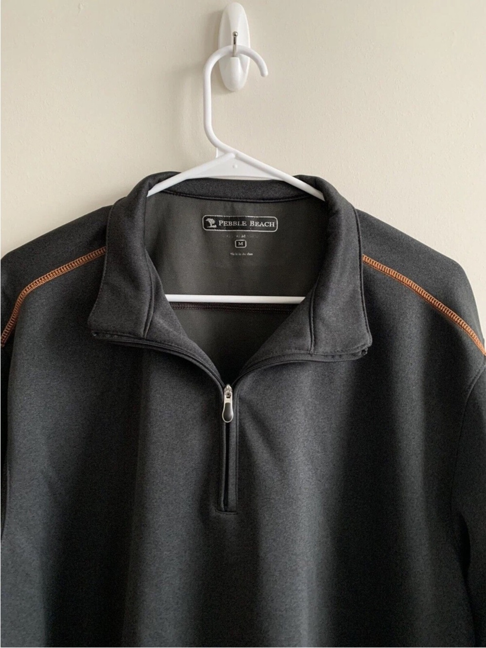 Pebble Beach Black Half-Zip Jacket with Orange Stitching Size M - Picture 4 of 4